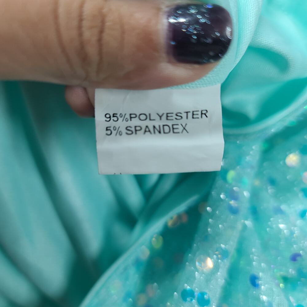 Mermaidcore Sequin aqua mini party dress zipper back Size Small Homecoming - Picture 7 of 11